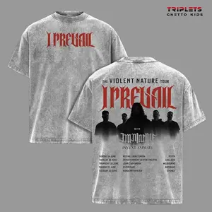 I Prevail The Violent Nature Tour Vintage Washed T-Shirt, Metalcore Band Graphic Tee, Concert Tour Shirt, Imminence Invent Animate Streetwear Oversized Unisex Tee UR7