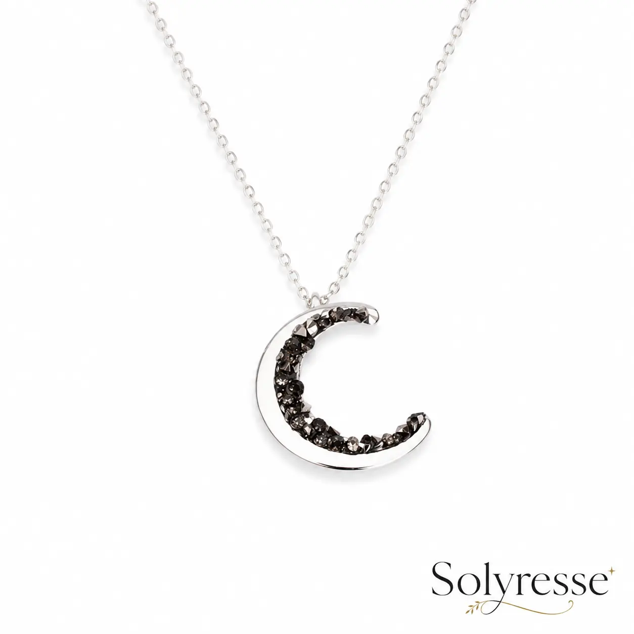 Witchy Jewelry Crescent Moon Necklace with Black Crystal Accents, Minimalist Long Pendant for Women, Witchtok Jewelry,Special Gift,Unique Present, Necklaces For Women,summervibes