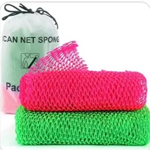 2 Pieces African Net Sponge Authentic Real African Exfoliating Net Bath Sponge Wash Cloth Loofah Exfoliating Body Back Scrubber for Shower Nylon Exfoliating Washcloth Towel for All Skin Colorful