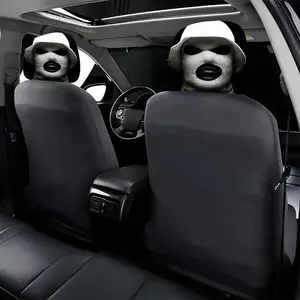 2pcs Car Headrest Covers, 2D Flat Printing, Stretchable, Fun Patterns, Easy Install & Clean, Ideal for Daily Commute, Long Trips, Casual Driving