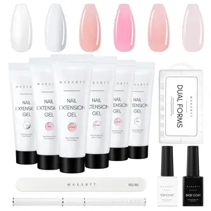 Makartt Poly Nail Gel Kit, 6 Colors Gel Builder for Nail Extension Set All in one Nail Thickening Solution Salon Home French Manicure