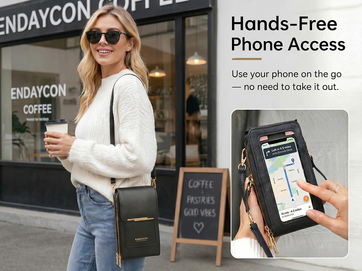 Women's 2026 Trendy Minimalist Elegant Touchscreen Crossbody Phone Wallet Bag - Crossbody Bags for Women, Multi-Card Slots, Coin Pouch, Adjustable Strap, Water-Resistant - Shopping, Travel Use, Multi-Color Gift Accessory