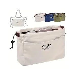 1 Pcs Large Capacity Travel Storage Bag with Drawstring Multi-pocket Storage Organizer for Cosmetics, Lightweight Canvas Storage Bag, Electronics, Space Saving Bags
