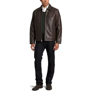 Perry Ellis Men's Zip Front Big N Tall Genuine Leather Jacket