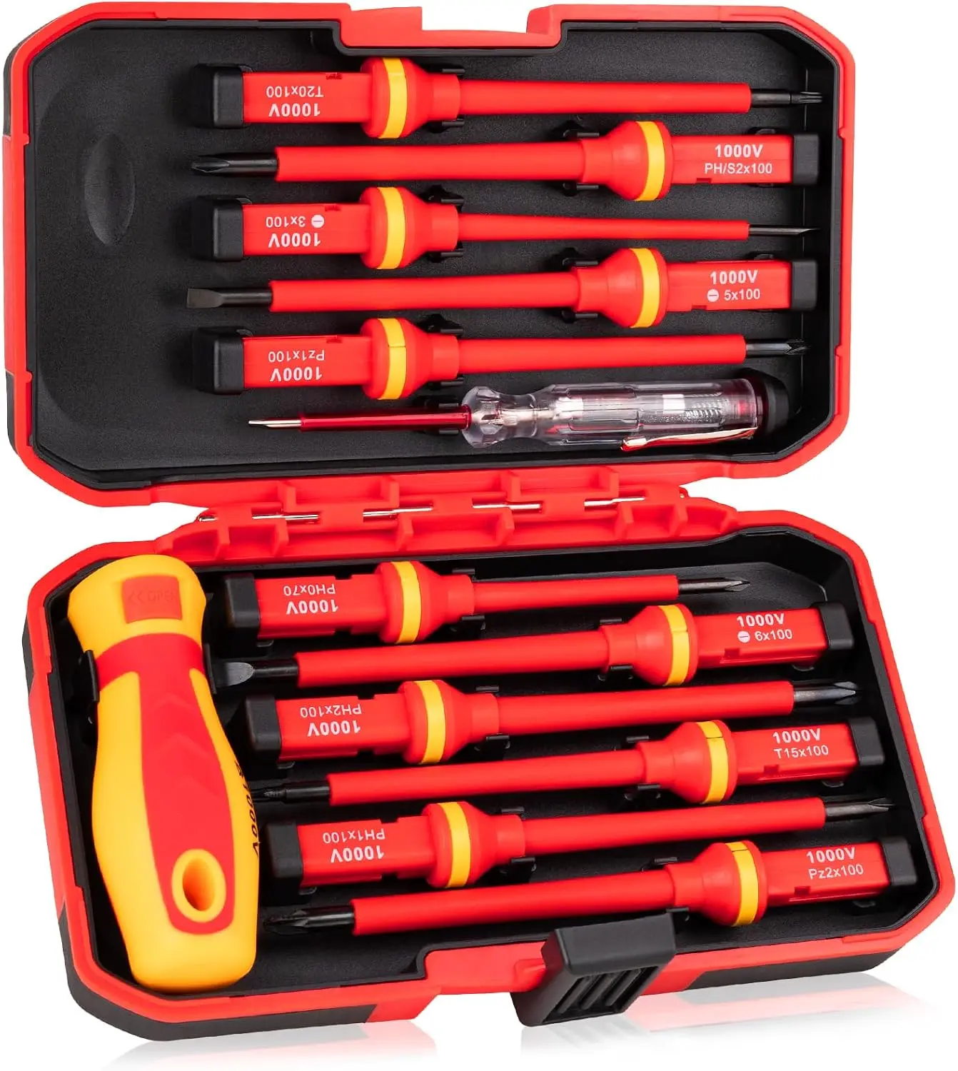 13PCS Electrician Screwdriver Set, 1000V| S2 Tips, PP+TPR Anti-Slip Grip, GPSR Certified.For Industrial Electricians & Repairs