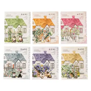 90 Fence Landscaping Stickers Fence, Cat, Plant and Flower Theme PET Waterproof Material Modern Style DIY Handbook Decoration Scrapbook Material Sticker Pack