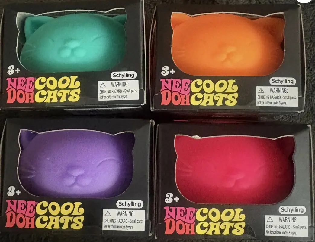 Nee Doh Cool Cat stress reliever: Colors Purple, Green, Orange, or Pink Perrrrr-fect for 3 and up