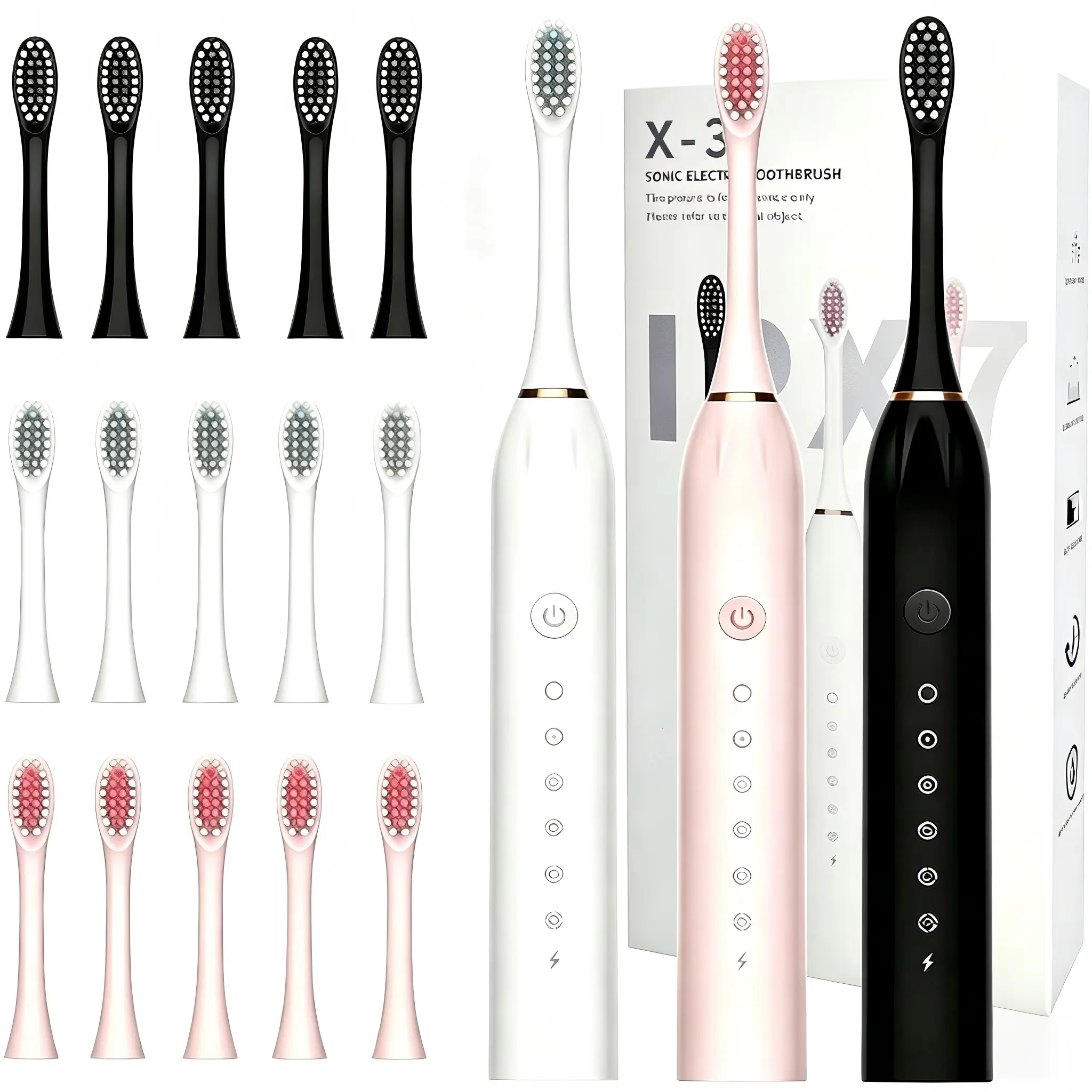 (5 Brush Heads)Electric Toothbrush With 6 Modes- Effectively Cleans Teeth & Gums, Rechargeable USB Electric Toothbrush With Replacement Head, Sonic Electric Toothbrush For Adults, Available In 3 Colors