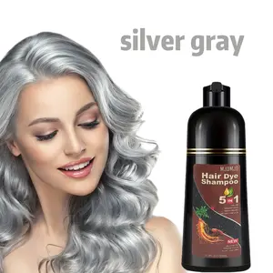 Silver Hair Dye Shampoo 5 in 1, Instant Natural Hair Color Shampoo Hair Dye for Women & Men Silver Gray, Root Touch Up & Easy To Use & Lasts 3-4 Weeks & All Hair Types, 16.9 fl.oz