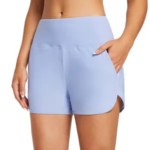 baleaf Women's 3" High Waisted Swim Board Shorts Quick Dry Swimsuits Bottoms Trunks with Pockets Tankini Beach Waterpark Outdoor