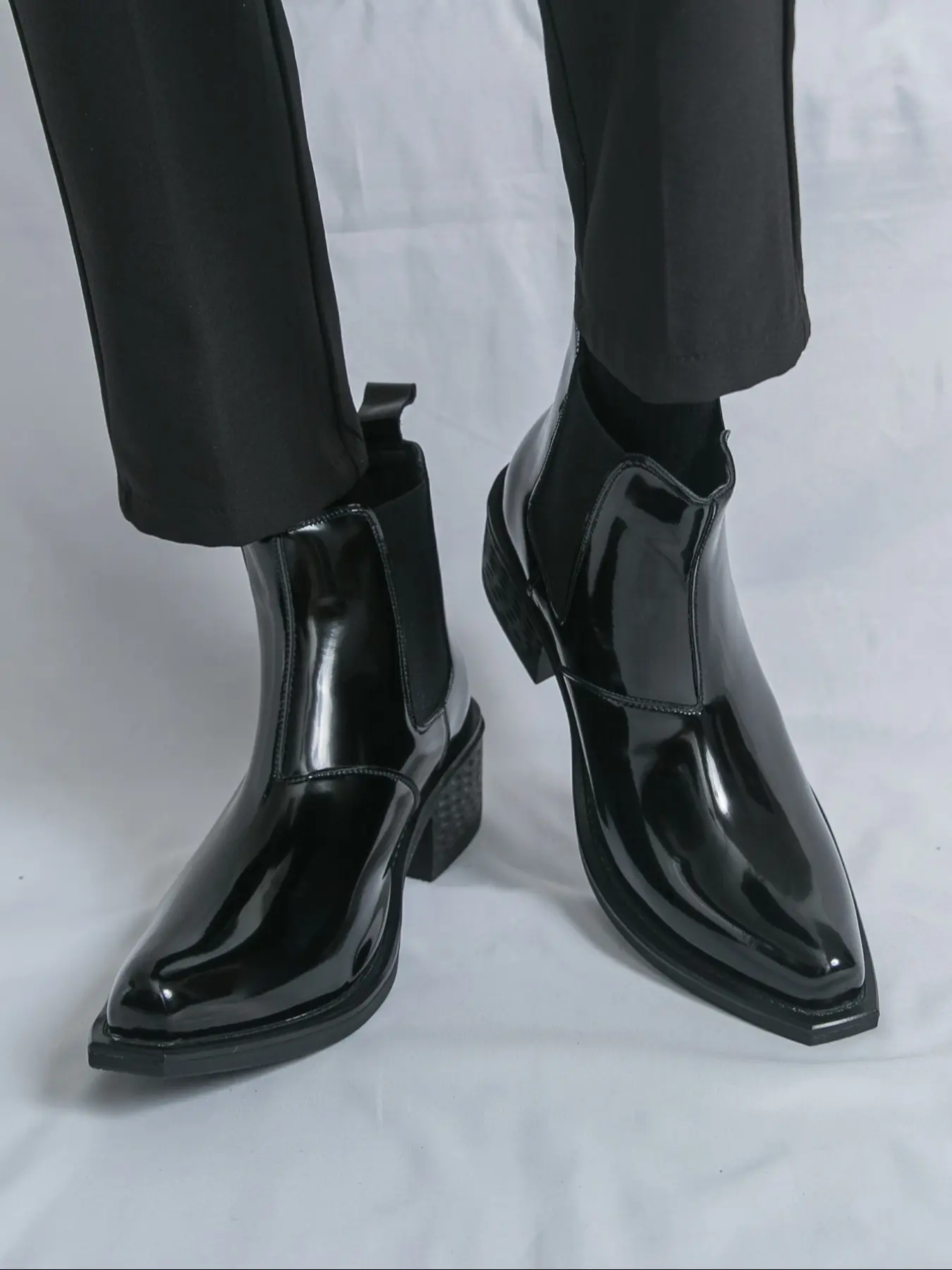 Men's PU High Heel Pointed Toe Fashion Classic High Top Boots, Footwear Boot, Casual Goth Boots, Stylish Casual Shoes for Daily Wear, Comfortable and Durable