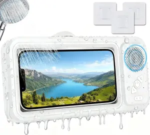 Westdeer Waterproof Bluetooth-compatible Speaker with 360° Rotating Touch Screen, Shower TV-like Phone Mount for Video Viewing, Music & Bath Time in Bathroom, Kitchen & Pool, Waterproof Wireless Speaker