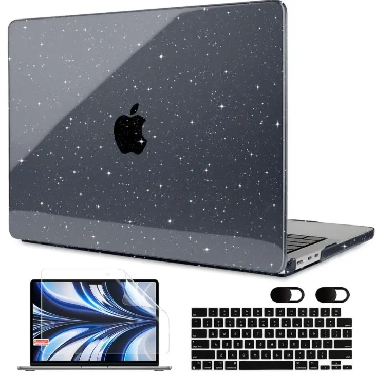 Glitter Black Case for MacBook Air 13 inch 2026-2022 A3449 A3240 A3113 A2681 With Keyboard & Camera Cover