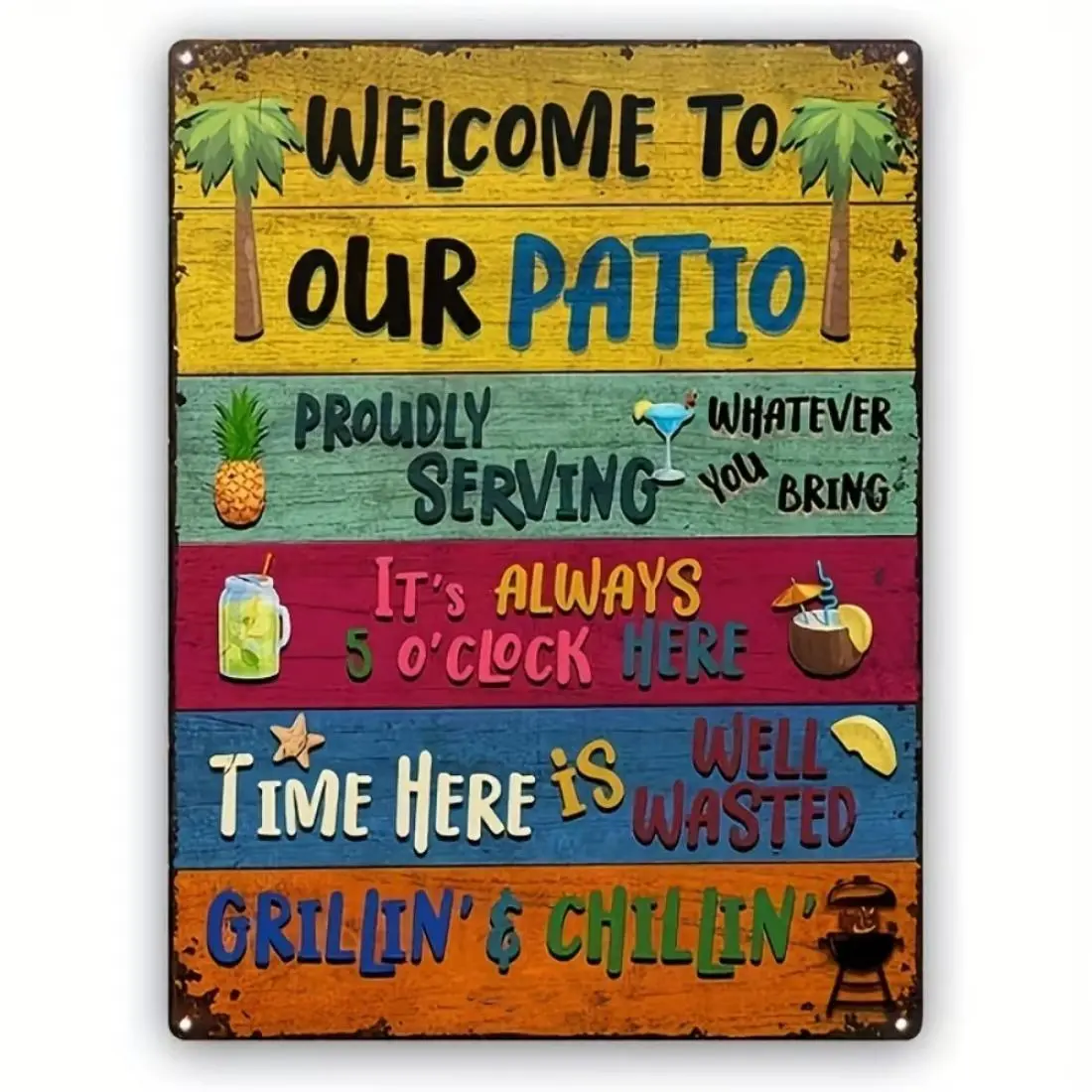 Welcome To Our Patio Letter Pattern Garden Sign, Colorful Garden Decoration Sign, Decorations Supplies, Garden Decoration Supplies for Home Yard Patio, Decorative Plaque, Home Decor Products