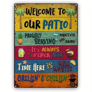 Welcome To Our Patio Letter Pattern Garden Sign, Colorful Garden Decoration Sign, Garden Decoration Supplies for Home Yard Patio, Decorative Plaque