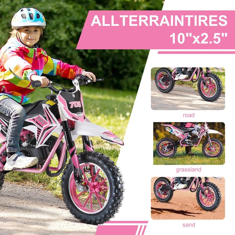 Explorinox Kids Dirt Bike:Children's electric toys car, Max Speed 40 KM/H, Professional Front & Rear Disc Brakes for Safe Riding(pink)