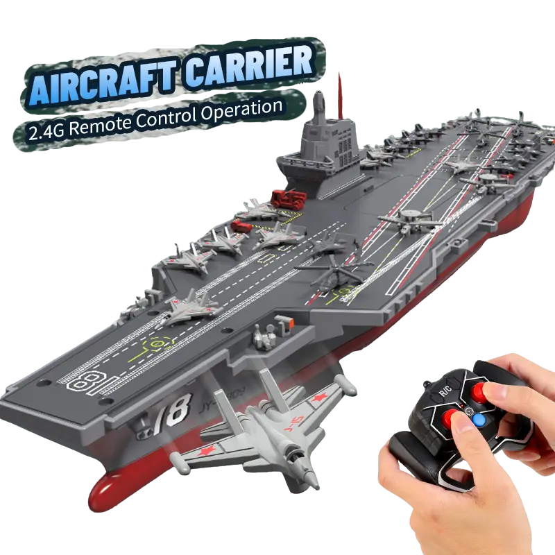 Electric Remote Control Aircraft Carrier Model, equipped with 27 carrier-based aircraft models employing twin propeller propulsion and automatic sensing technology, remote-controlled warship.RC Ship Series，Outdoor Water Toy, Birthday Gift for Boys. outdoo