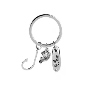 Jewelry LOVE YOU DAD Creative Fish Hook Keychain  Father's Day Gifts