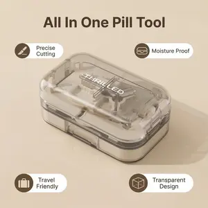 Portable Multi-Function Pill Cutter, Stainless Steel Blade, Precision Cutting, Suitable for Different Sizes, Daily Carry Medicine Box
