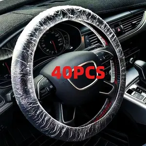 Disposable Car Steering Wheel Covers 20/40 Pack – Protective Plastic Covers for Auto Detailing, Repair Shops & Interior Protection