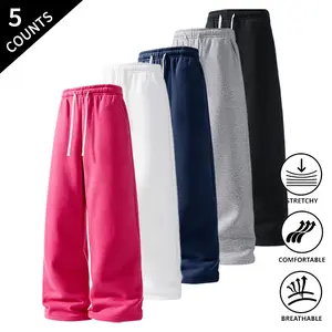 5-Pack Summer Vibes Men’s Wide-Leg Baggy Pants, Drawstring Casual Sweatpants for Men, Stretchy and Breathable for Everyday Wear
