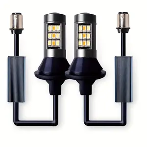 1157 Error Free Switchback DRL LED Turn Signal Light Bulbs White And Amber Output Black Body No Hyper Flash With Built-In Resistors