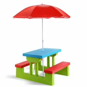 Kids Outdoor Picnic Table Set with UV Umbrella | Lightweight & Portable