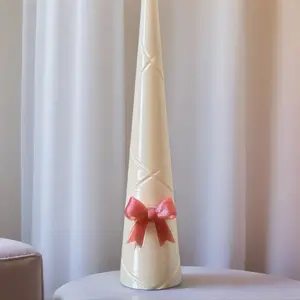 Ring Cone white with blush pink bow 6 inches tall