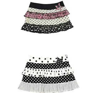 Y2K E-Girl Black White Polka Dot Ruffled Tiered Mini Skirt 2026 Women A-Line Skirt