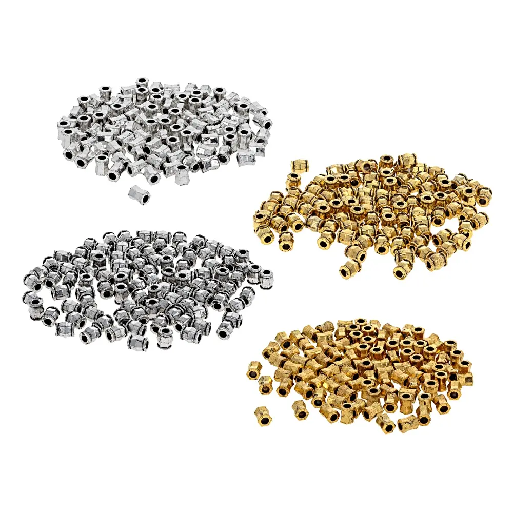 JTV Antique Gold & Silver Tone 4x3mm Spacer Bead Set of 400