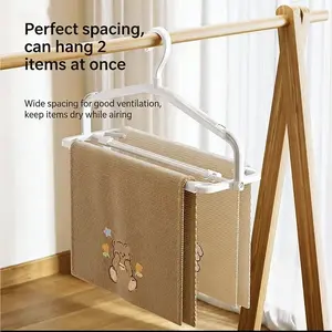 Large Clothes Hanger for Drying Blankets and Bed Sheets, Adjustable Rod for Balcony, Home Use, Quilt, Towel, Clothing Rack