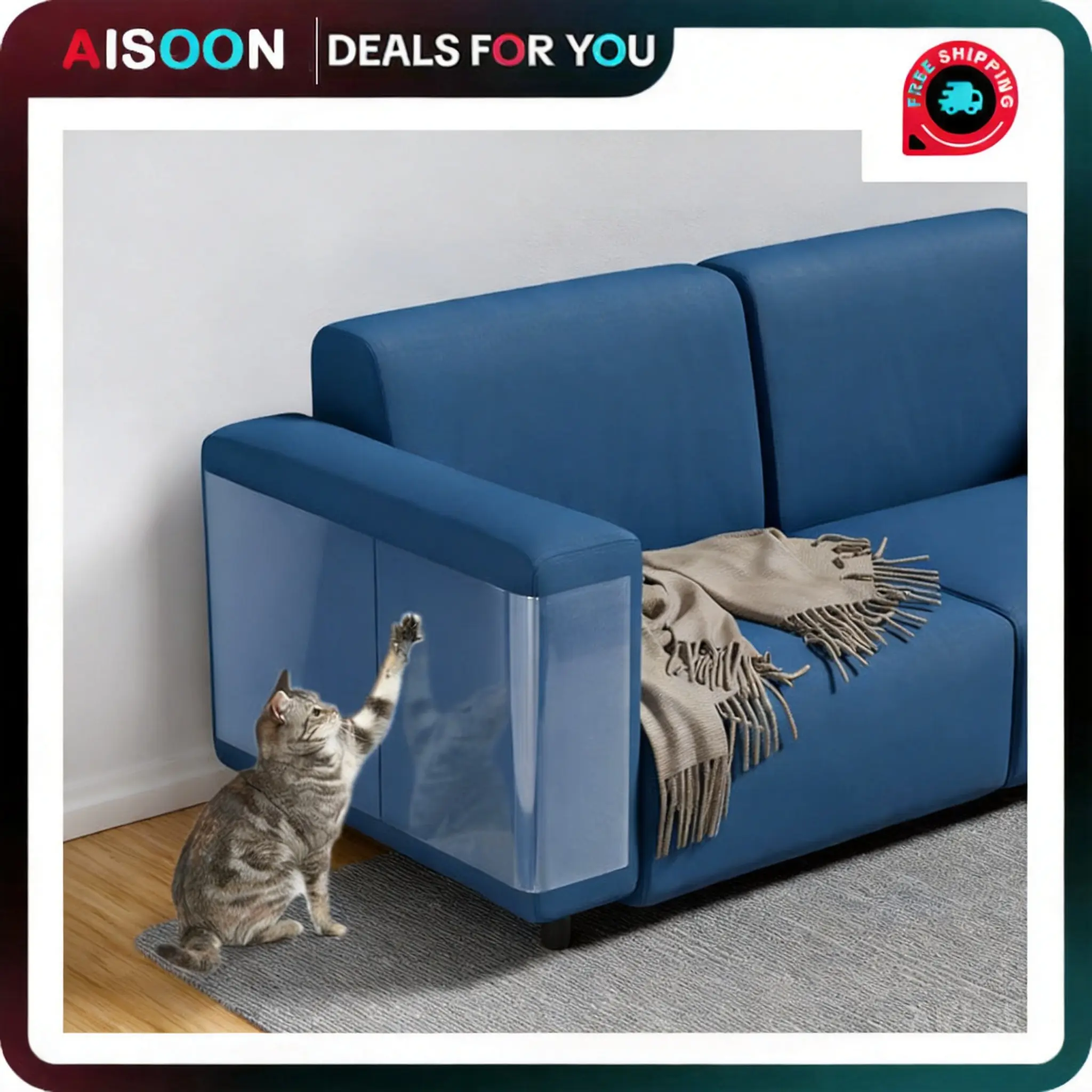 AISOON 36 Pack Cat Scratch Furniture Protector - Self-Adhesive Couch Protectors, Anti-Scratch Deterrent, Protects Furniture from Cat Claws and Scratching Home