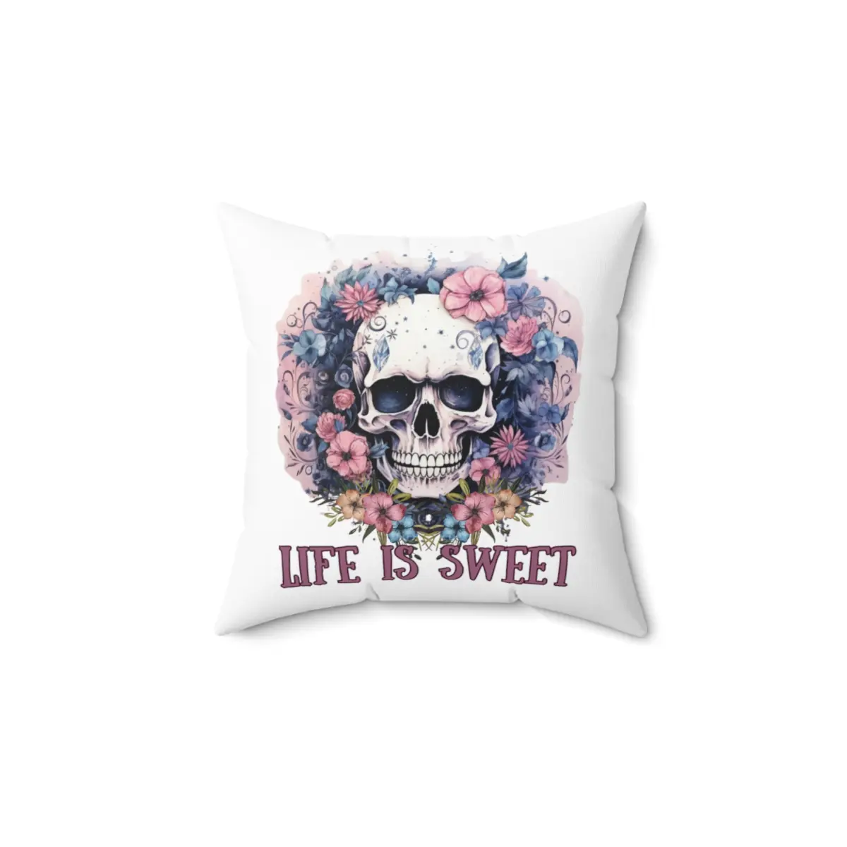Sugar Skull, Throw Pillow, Dark Academia, Gothic, Goth, Life is Sweet, Decorative Pillow, Square Pillow