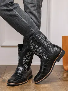 Men's Fashionable Comfortable Denim Boots for Autumn & Winter, New Style Casual Leather Shoes, Stylish Footwear for Daily Wear