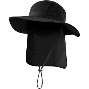 Outdoor UPF50+ Mesh Sun Hat Wide Brim Fishing Hat with Neck Flap Sun Hat for Men Women