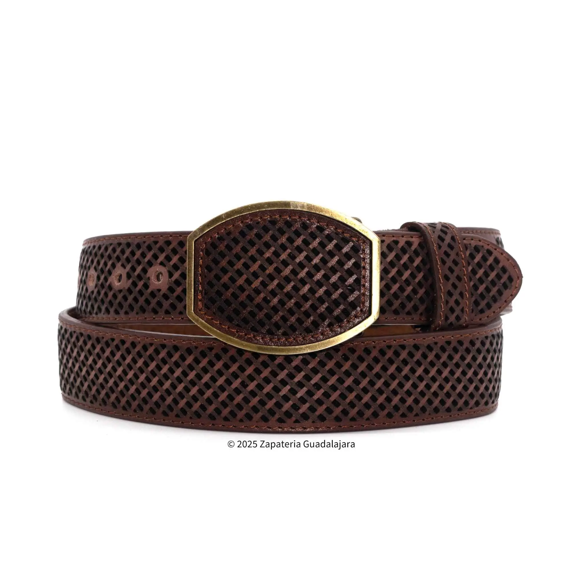 Men's Western 1.5" Petatillo Brown Leather Belt-H085