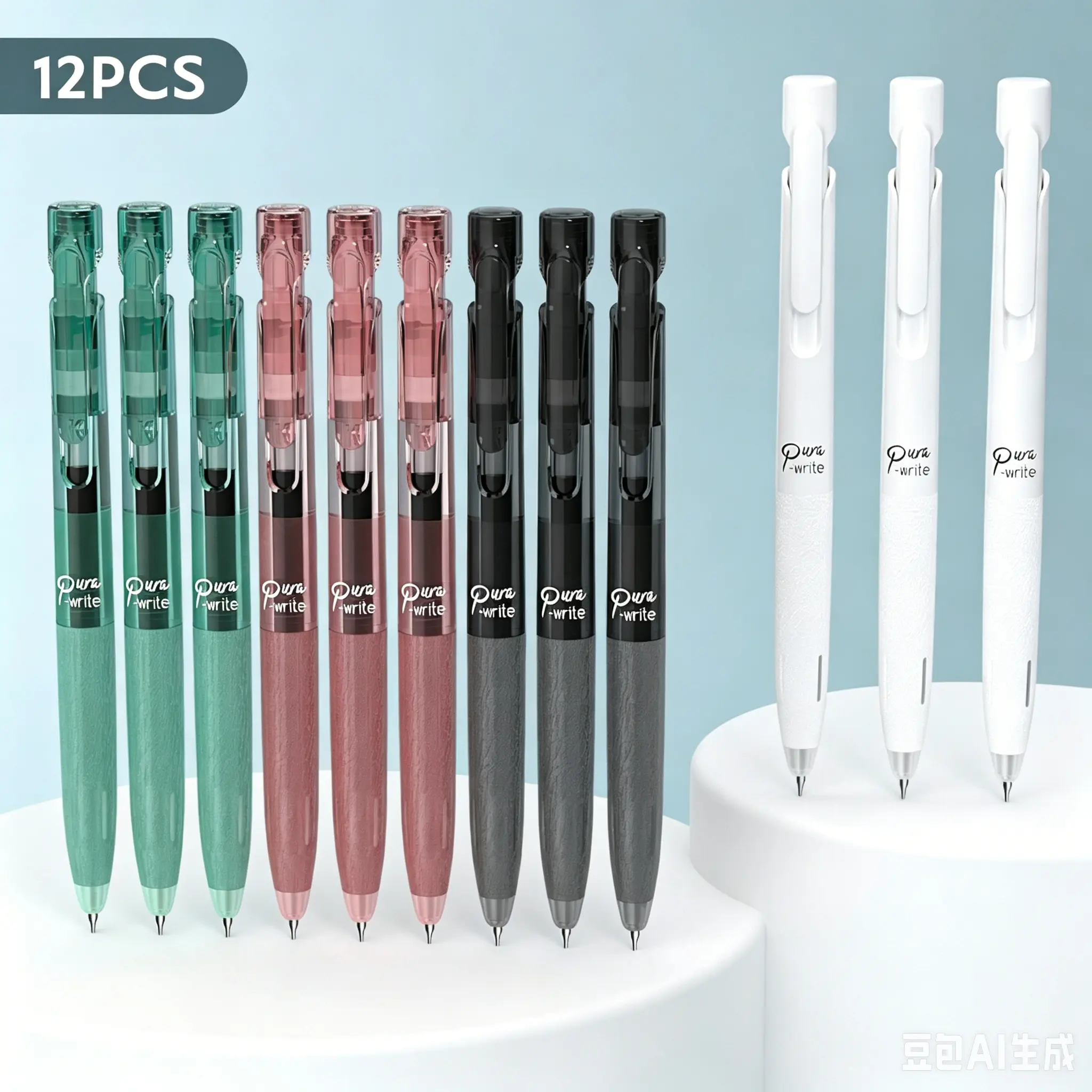 0.5mm Fine Point Retractable Black Gel Pens, Double Bead Spring Tip & Quick Dry Smudge-Proof Ink, Ultra Smooth Writing, 12 Count with 4X Large Capacity Refill, Soft Vertical Anti-Slip Ergonomic Grip for School Office Journaling
