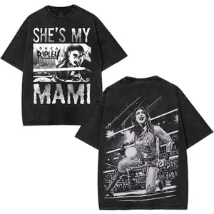 MAMI Rhea Ripley - WWE Edition Double Printed Oversize Lightweight Acid Washed Tee Vintage WWE Fans TV Series Graphic Design Top Cotton Wrestling Streetwear T-Shirt Clothes Menswear Womenswear.