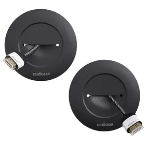 ECHOGEAR TV Cord Hider for Wall Mounted TV - Cable Management Kit Hides TV Wires - Includes 2 Pass Throughs, Locking Brackets, and Hole Saw Drill Attachment (Black)