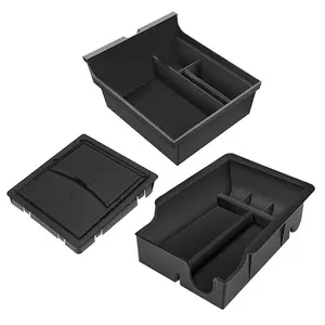 3pcs/set Car Center Console Organizer for Latest 2021 2022 2023 Tesla Model 3/Y Armrest, Center Console Organizer Tray Fit, Hidden Cubby Drawer Flocked Storage Box Interior Accessories