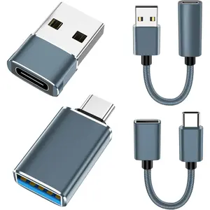 [4 Pack【USB-C to USB-A】&【USB-A to USB-C】 OTG Cable,Type C Type A Male Female Adapter SuperSpeed Data Transfer & Fast Charging Compatible with iPhone/Samsung/iPad/iWatch/AirPods/PS/2 Cables