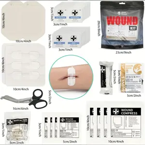 RHINO RESCUE zipper wound patch wound suture kit (including wound dressing), seamless sealing strip, zipper suture wound kit for acute care, including scissors and tape