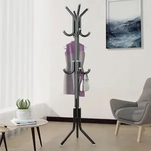 12 Hook Metal Cot Rack Freestanding Organizer for Coats Hats Jackets Purses Hall Tree Three-Tier Design Easy Storage Solution for Home Furniture