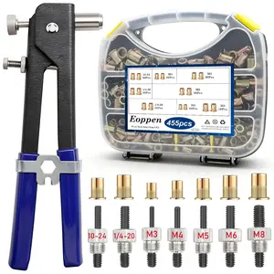455PCS Rivet Nut Tool Kit with SAE & Metric Mandrels, Rivnut Tool Set with Assorted Rivet Nuts and Carrying Case