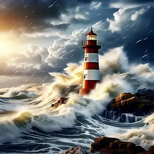 Lighthouse Pattern DIY Diamond Arts Colorful Painting Kit without Frame, DIY 5D Diamond Arts Colorful Painting Kit, Wall Art Decor for Home