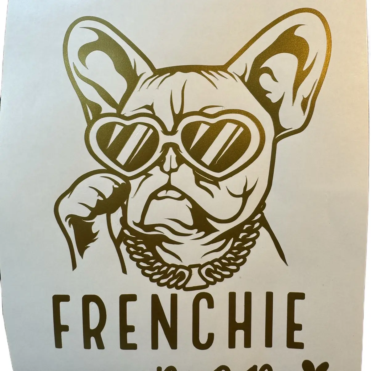 Frenchie Mom Gold Vinyl Car Window Laptop Decal Bumper Sticker - Perfect for Dog Lovers