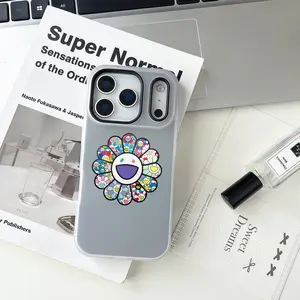 ART M-Murakami T-Takashi Phone Case For iPhone 17 16 15 14 13 12 11 Pro Max Air Plus Large-aperture Jelly Double-layer Frosted phone Case Luxury Fashion