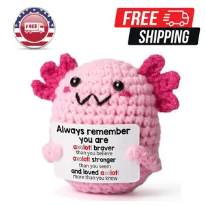 Emotional Support Plush Crochet Axolotl, Mini College Care Package Teen Girl Gifts