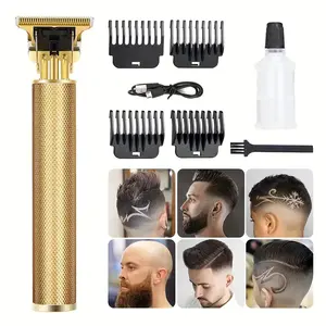 Professional Hair Trimmer Clearance - Cordless Hair Clippers for Men Barber with 4 Limited Comb Set, Hole, Cleaning Brush, USB Cable, Grooming Kit for Men Gift (Gold)