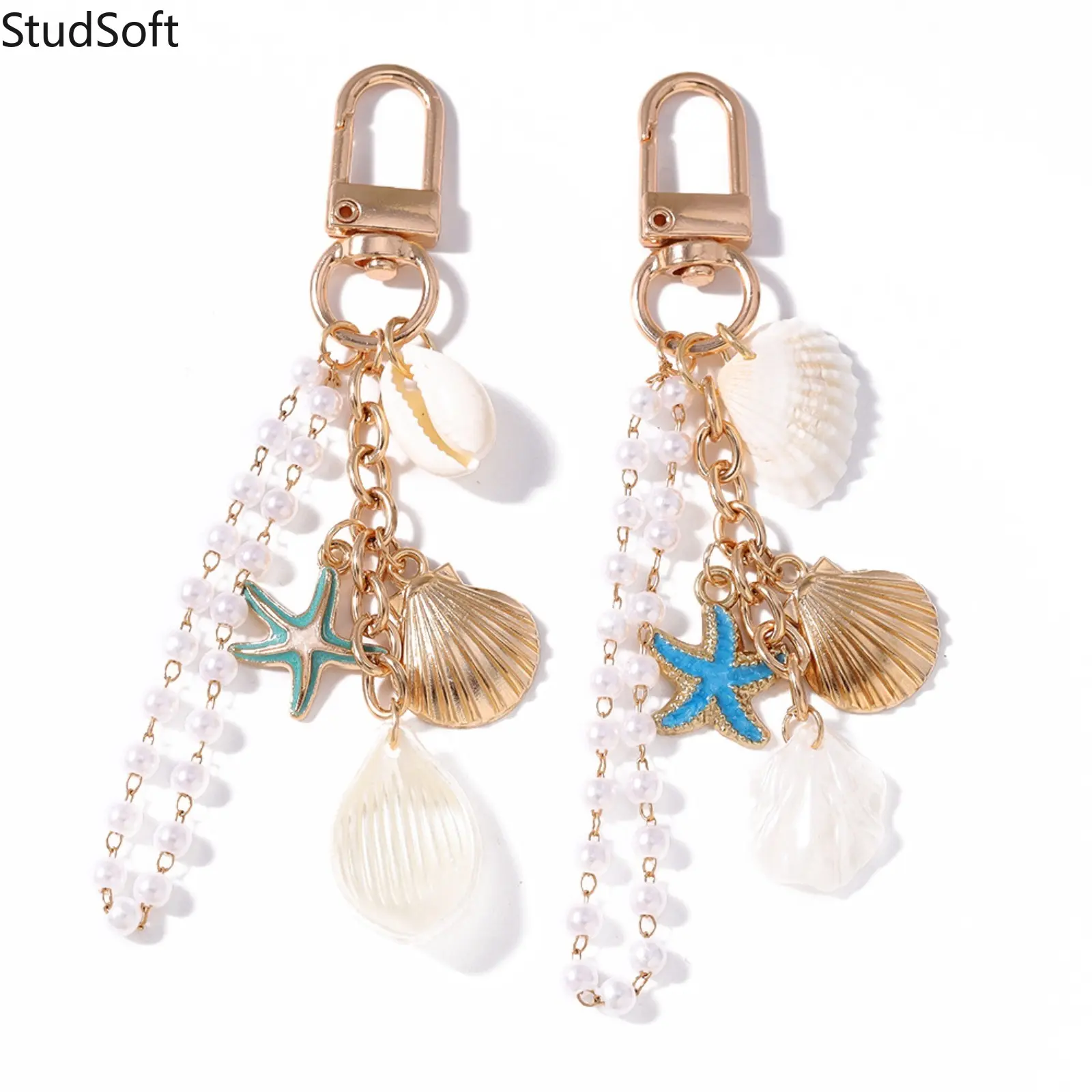2026 New Style Tassel Pearl Keychain - Cute Charms Keychain, Shell Starfish Bag Charm Pendant for Sports & Outdoor Accessory Use, Keychains